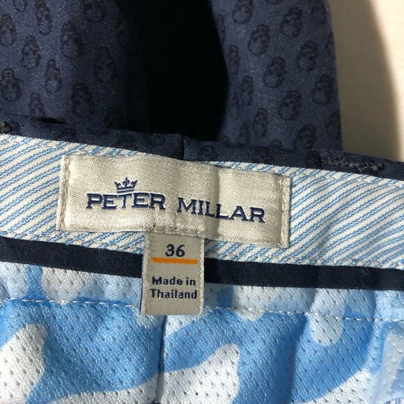 Peter Millar mens shorts sz 36 blue black skull print golf casual athleisure - Picture 5 of 10